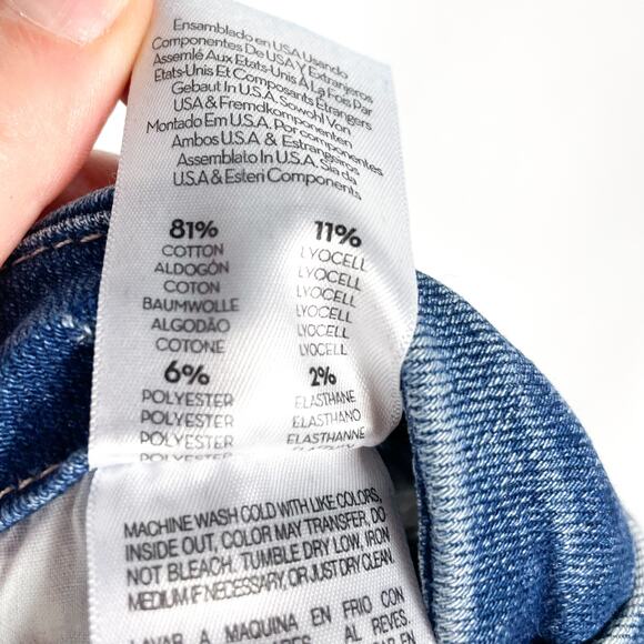 Mother High Waisted‎ Double Looker Hover Jeans First Mate Blue Raw Hem Sz 26 - Picture 12 of 12